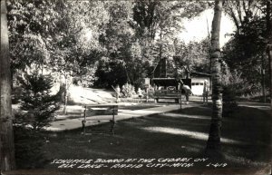 Cedars on Elk Lake Rapid City MI Shuffle Board Real Photo Postcard