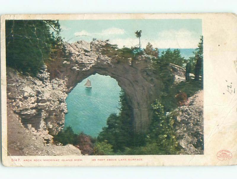 1899 copyright very early view - ARCH ROCK Mackinac Island Michigan MI n6335