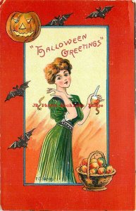 Halloween, Kathmann NL No RKL01-3, EC Banks, Woman Peeling Apples, Bats