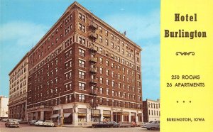 Burlington Iowa 1960s Postcard Hotel Burlington