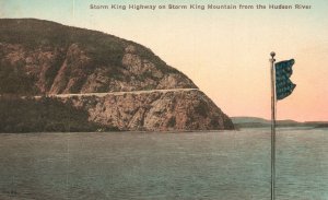 Vintage Postcard 1910s Highway on Storm King Mountain from Hudson River New York