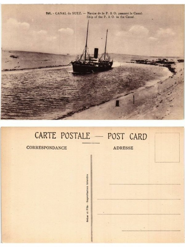 CPA EGYPT Canal de Suez-Navire de la P. & O. passant le Canal (421711)