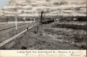 View Looking North from South Church St Ottumwa IA c1907 Vintage Postcard C09