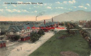 UT, Ogden, Utah, Union Railroad Station, Grounds, Curteich No A-7951