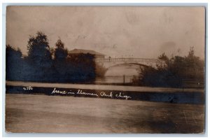 1908 Scene Bridge In Sherman Park Chicago Illinois IL RPPC Photo Posted Postcard