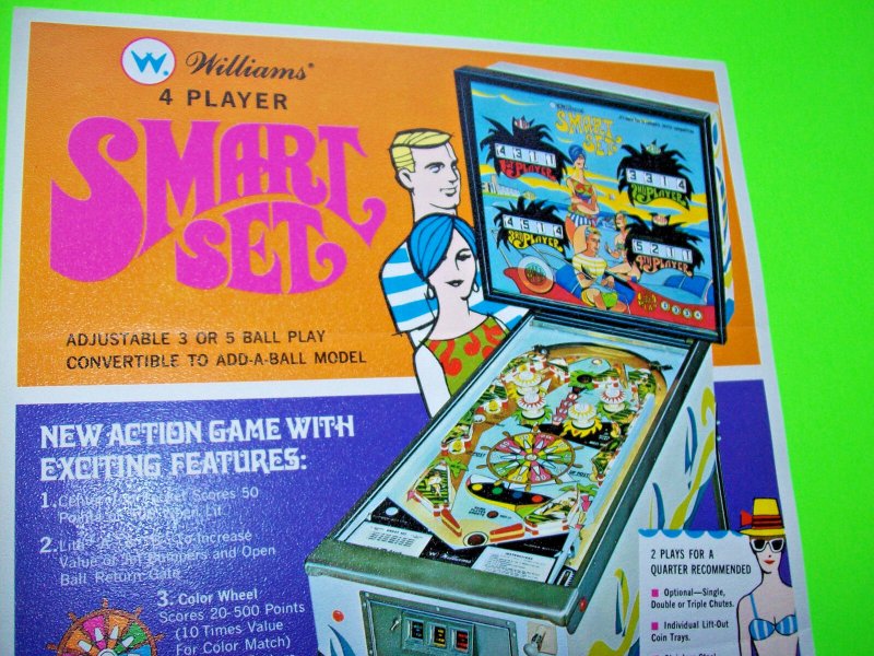 Smart Set Original 1969 Flipper Game Pinball Machine Promo Flyer Rare