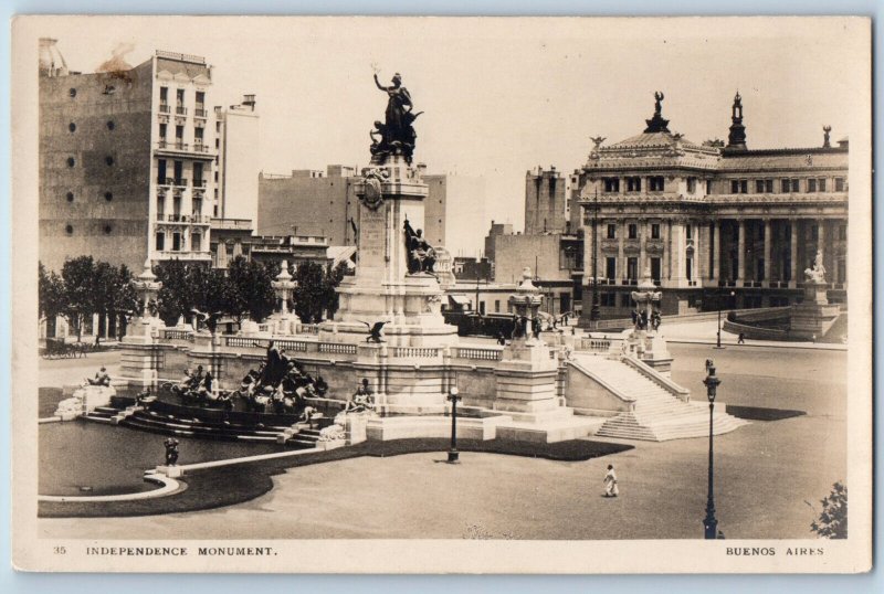 Buenos Aires Argentina Postcard Independence Monument Street c1920's RPPC Photo