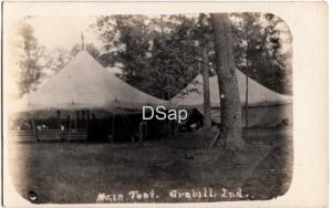 Indiana In Real Photo RPPC Postcard c1910 GRABILL Allen County MAIN TENT