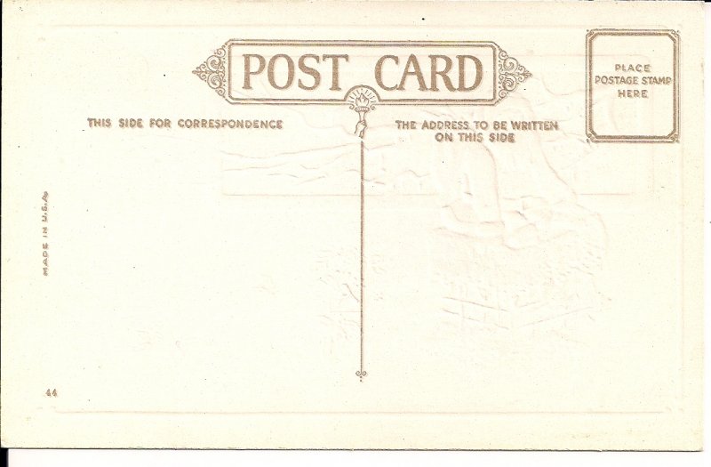 SANTA CLAUS Going Down Chimny, Xmas, ca.1910 Full Moon, Icy Tree, Embossed