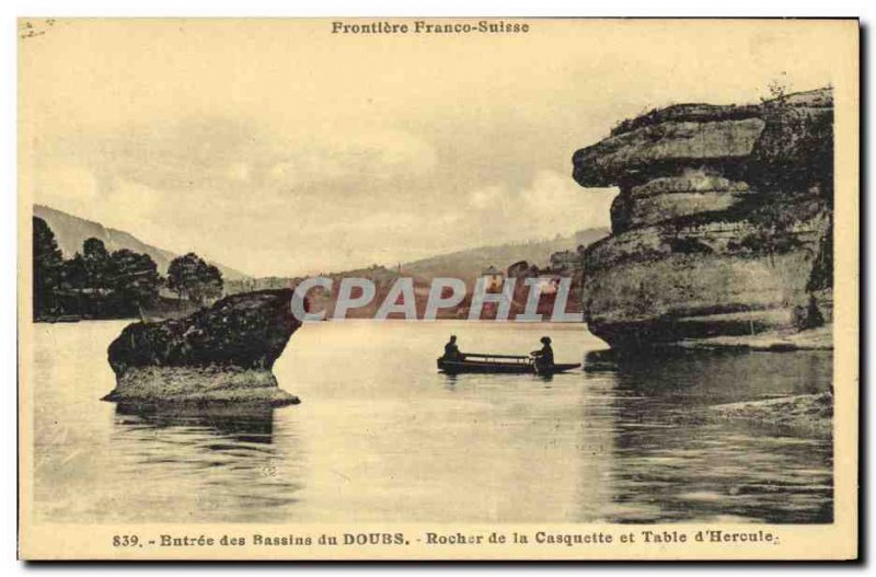 Old Postcard Entree Basins of Doubs Rock of Cap and Hercules Table