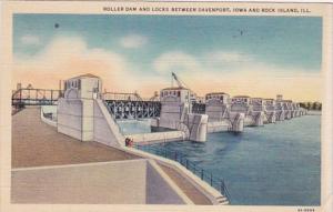 Illinois Roller Dam and Locks Between Davenport Iowa and Rock Island 1939 Cur...