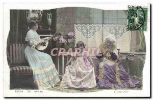 Postcard Old Lesson dance Women Children Grand Mere