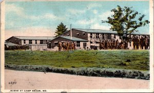 Outside the Barracks at Camp Meade MD c1918 Vintage Postcard S77