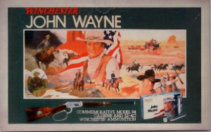 Winchester Rifles John Wayne commemorative model 94 carbine & ammo postcard