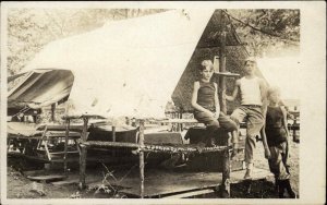 Camping Boys in Tents Publ in Burlington Vermont VT c1910 Real Photo Postcard #2