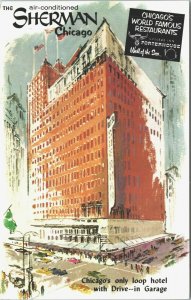 USA The Sherman Chicago Hotel Illinois Chrome Postcard 03.57