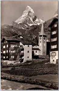 Zermatt Dofpartie mit Matterhorn Switzerland RPPC Real Photo Postcard