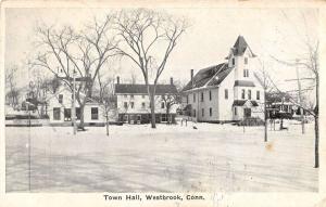 Westbrook Connecticut scenic birds eye view Town Hall antique pc Z21527