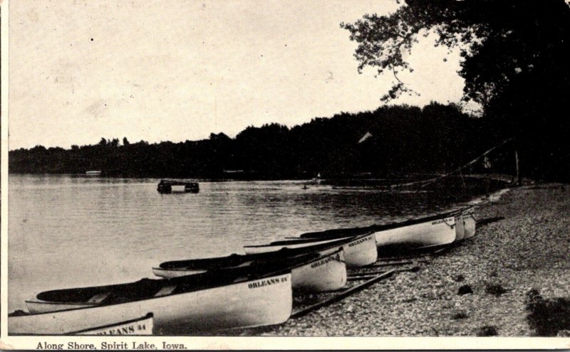 Iowa Spirit Lake Boats Along The Shore1913