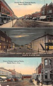 North Platte Nebraska Street Scene Multiview Antique Postcard K86202