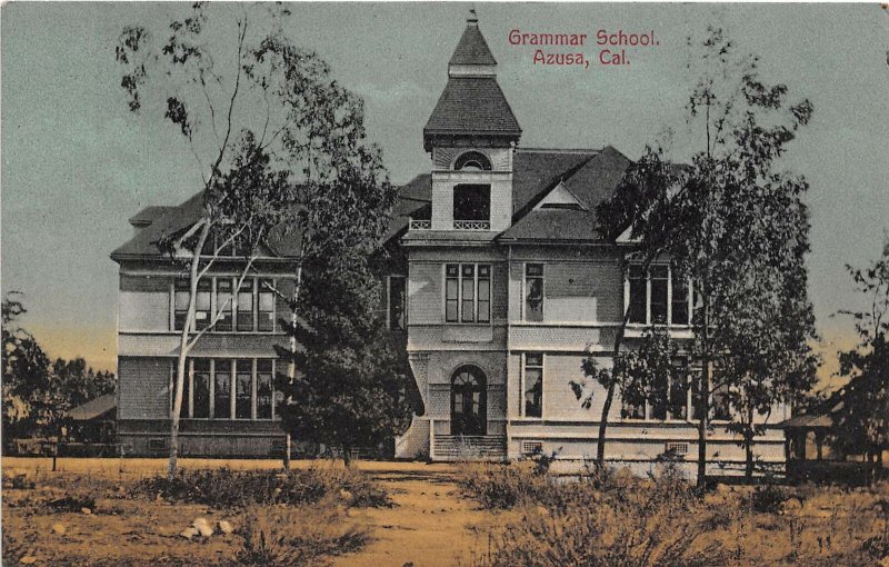 Grammar School Azusa California 1910 postcard