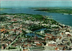 Aerial View Postcard Kiel Germany Postmarked City & Water View