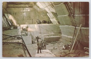 View Of Mining Inside Marble Quarry @ West Rutland Vermont~PM 1965~Vintage PC