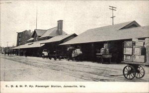 Janesville WI Wisconsin CM&St.P RR Train Station Depot c1910 Postcard