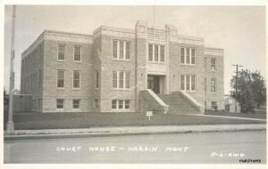 1940s Court House Hardin Montana RPPC Real photo postcard 12901