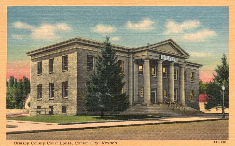 Vintage Postcard Ormsby County Court House Historic Landmark Carson City Nevada