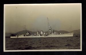 1940 Censored RPPC Postcard Warship British England Navy D Series Light Cruiser