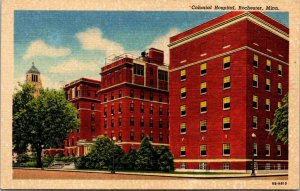 Vintage 1930's Colonial Hospital Building Rochester Minnesota MI Linen Postcard