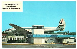 Jim Flannerys Constellation Lounge & Restaurant Lockheed SuperG Airport Postcard