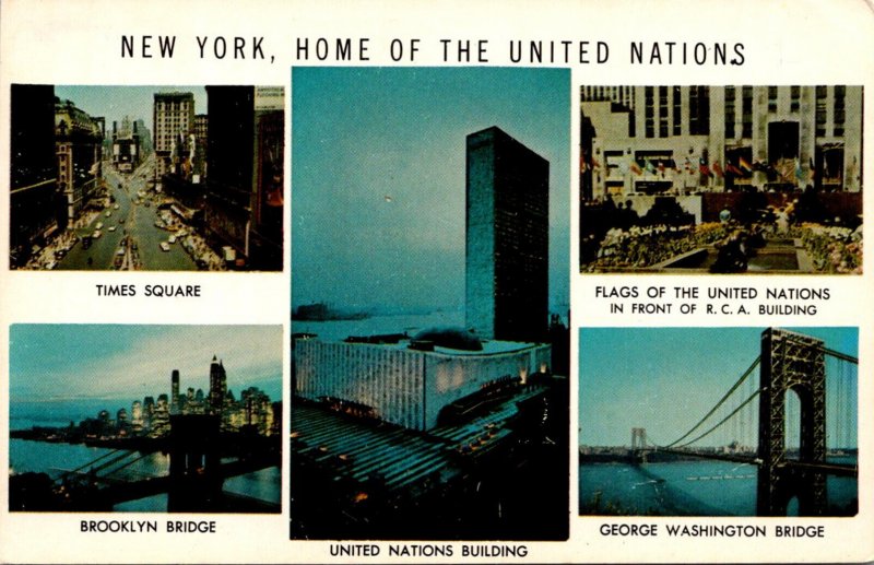 New York City Home Of United Nations With Times Square Brooklyn Bridge George...