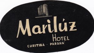 Brasil Parana Curitiba Mariluz Hotel Vintage Luggage Label sk2664