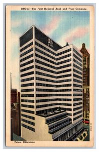 First Naitonal Bank Building Tulsa Oklahoma OK UNP Unused Linen Postcard V14