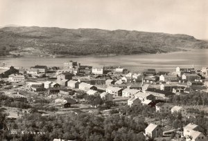 Postcard Kirkenes Scenic View Residential Houses and Mountains Kirkenes Norway