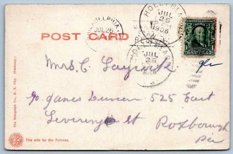 1906 WILDWOOD NEW JERSEY*NJ*SOUTH FROM PINE AVE*ROTOGRAPH*HOLLY BEACH POSTMARKS