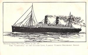 Carmania, Cunard Line, Largest Turbine Steamship Afloat Ship Unused 