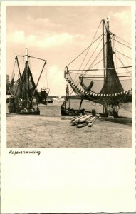 Vtg Postcard 1910s Nordseebad Hooksiel Germany 1910s Harbor Boats Tuning UNP