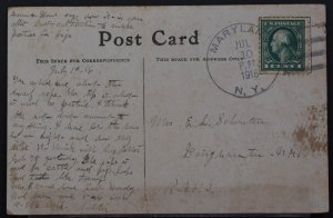 Horse and Rider near Church - Maryland, NY 1916 Handstamped Postmark