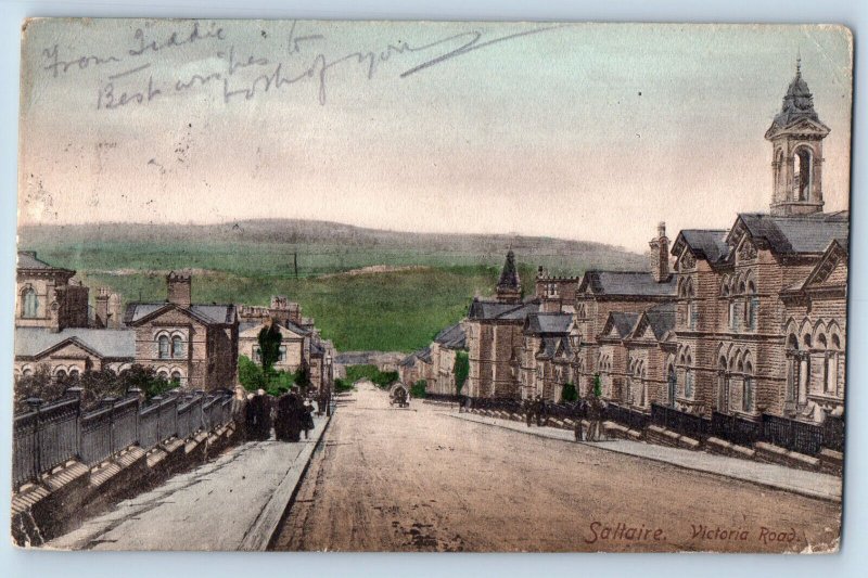 Saltaire Shipley Yorkshire England Postcard Scene of Victoria Road 1904