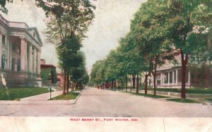 Vintage Postcard 1908 View of West Berry Street Fort Wayne Indiana IND