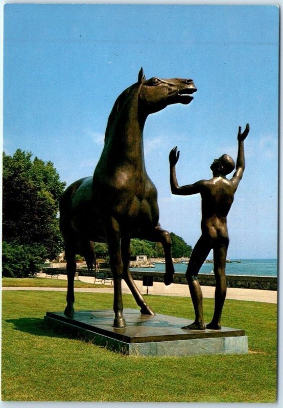 Postcard - The Young Man and the Horse - Geneva, Switzerland