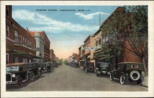 Greenwood MS Howard St. c1920 Postcard - Old Cars