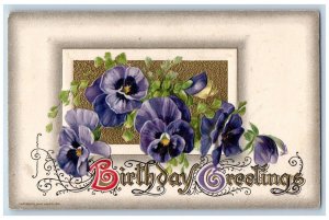 John Winsch Artist Signed Postcard Birthday Greetings Flowers Embossed c1910's