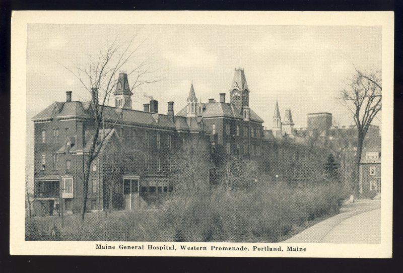 Portland, Maine/ME Postcard, Main General Hospital, Western Promenade