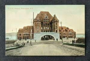 Vintage CPR Station Vancouver British Columbia Canada RPPC