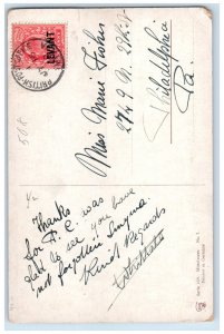 c1910 Moonlight at Carthago British Post Office Levant Smyrna Turkey Postcard