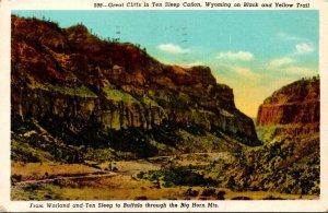 Wyoming Great Cliffs In Ten Sleep Canon On Black and Yellow Trail 1950